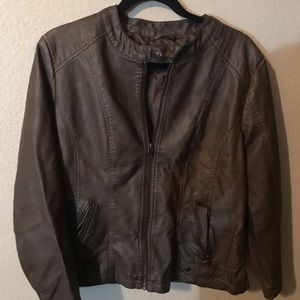 Brown Faux Leather Jacket